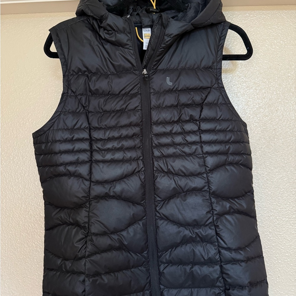 Lole Black Quilted Down Puffer Vest with Stuff Sack